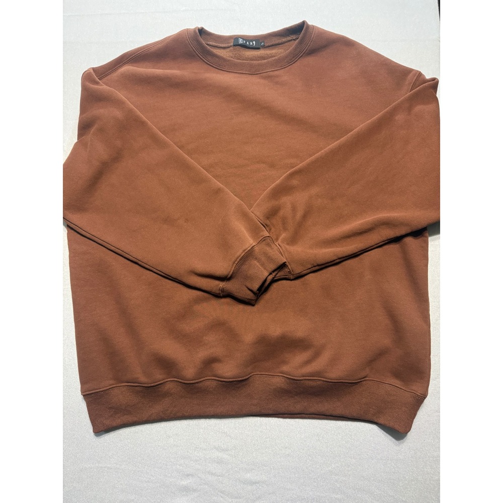 EFAN Brown Crewneck Sweatshirt Women Large Fleece Lined Solid Pullover Casual